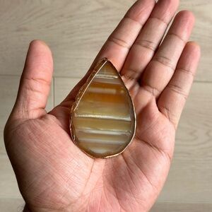 Polished Brown Agate Teardrop Pendant
